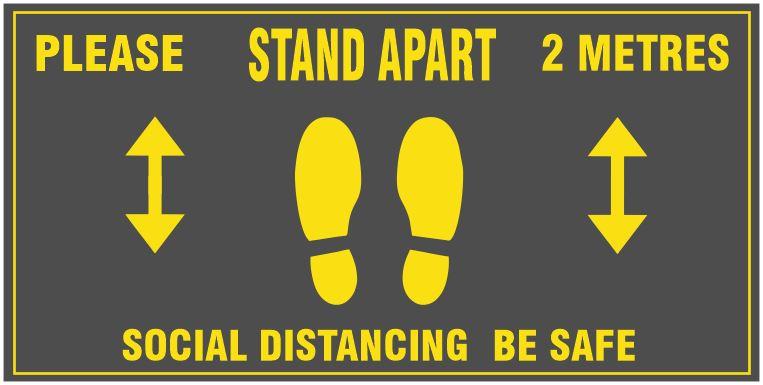 SET OF 5 Social Distancing Floor Markers Stay 2 meters apart  Non Slip 