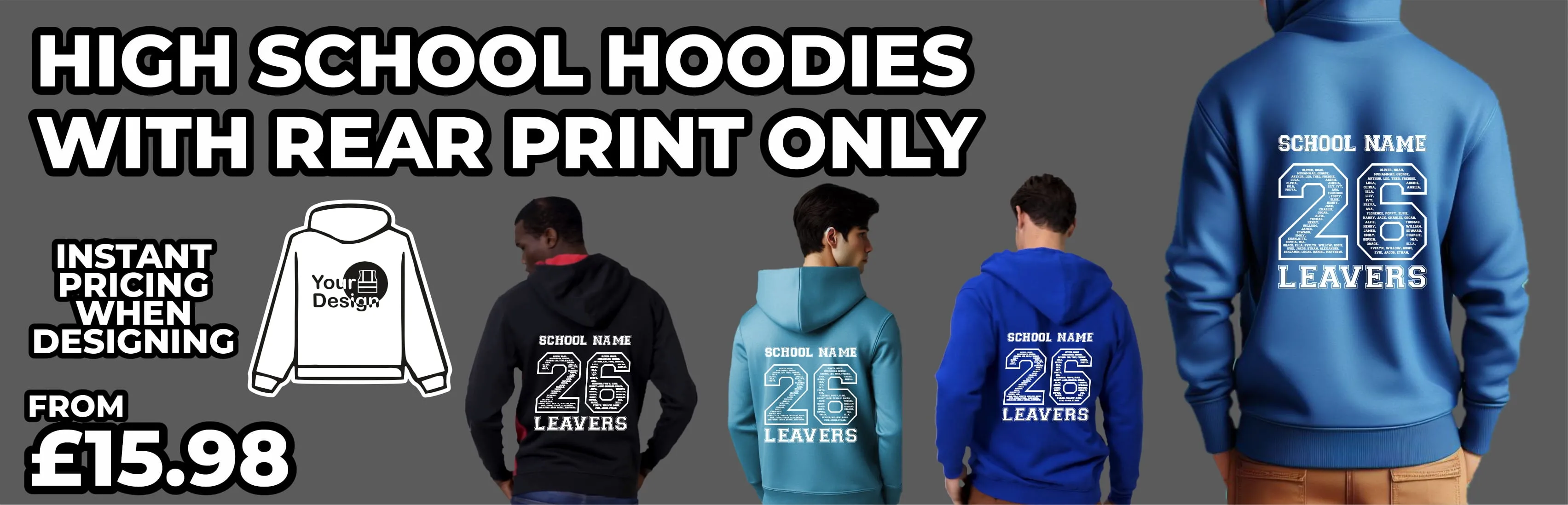 High School Leavers Hoodie With Rear Print