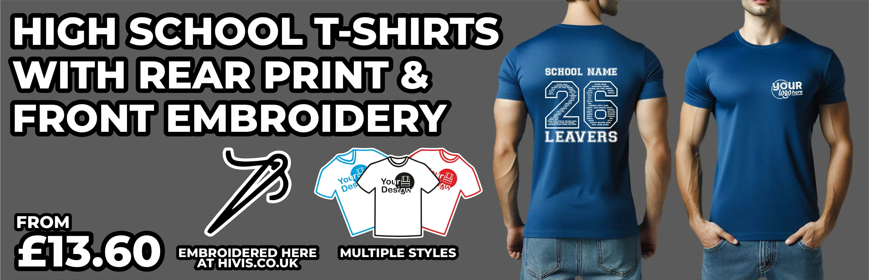Printed & Embroidered High School Leavers T-Shirts