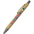 Custom printed Bamboo Pen With Grey Nib & Clip