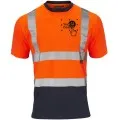 Custom Printed Orange and Blue Hi Vis Tee Shirt