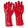PVC Open Cuff Red Gauntlet Glove 14" PCVG14