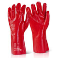 PVC Open Cuff Red Gauntlet Glove 14" PCVG14