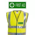 HI Vis Vest With Green And Silver First Aid Print