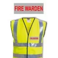 Hi Vis Vest With Red And Silver Fire Warden Print