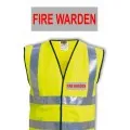 Hi Vis Vest With Red And Silver Fire Warden Print