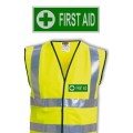 HI Vis Vest With Green And Silver First Aid Print
