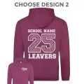 Leavers Hoodie with students names printed to rear in the number of the year & your logo embroidered to the front, "Design 2"