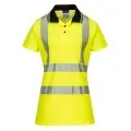 Yellow/Black Ladies Hi Vis Polo Shirt Portwest LW72