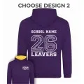Varsity Leavers Hoodie with students names printed to rear in the number of the year & your logo embroidered to the front, "Design 2"