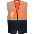 ES076 Hi-Vis Contrast Executive Vest Ora/Navy Front