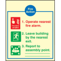 Fire action EEC sign Fire action EEC sign