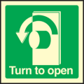 Turn to open left sign Turn to open left sign