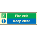 Fire exit keep clear sign
