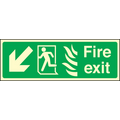 Fire exit arrow down left HTM sign