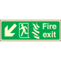Fire exit arrow down left HTM sign