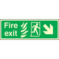Fire exit arrow down right HTM sign