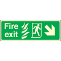 Fire exit arrow down right HTM sign