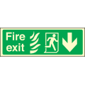 Fire exit arrow down HTM sign