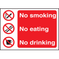 No smoking drinking eating sign No smoking drinking eating sign