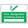 Your designated smoking area is sign