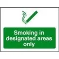 No Smoking in designated area sign