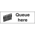 Queue here sign
