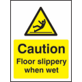 Caution floor slippery when wet sign