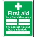 First aiders/nearest box sign