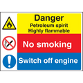 Petroleum spirit/switch off engine sign