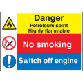 Petroleum spirit/switch off engine sign