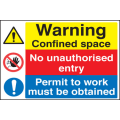Warning confined space/permit to work sign
