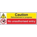 Caution refurbishment in progress sign