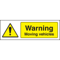 Warning moving vehicles sign