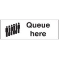 Queue here sign