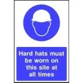 Hard hats must be worn on site all time sign