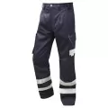 Navy Trousers With Hivis Stripes Leo CT02 Navy Trousers With Hivis Stripes Leo CT02