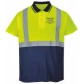 Hi Vis Polo Yellow & Blue & Construction logo