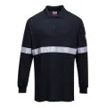 FR03 Flame Resistant Anti Static Long Sleeve Polo Shirt with Reflective Tape