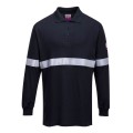 FR03 Flame Resistant Anti Static Long Sleeve Polo Shirt with Reflective Tape
