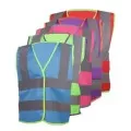 Childrens coloured hi vis vests, purple, red, green, blue, pink