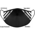 Black Hi Vis Face Mask with Reflective Stripes 3 layer Black Hi Vis Face Mask with Reflective Stripes 3 layer