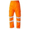 Leo L01 Orange Hi Vis Waterproof Overtrousers with pockets