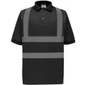 Black Polo Shirt with Hi Vis Stripes Yoko HVJ210 Black Polo Shirt with Hi Vis Stripes Yoko HVJ210