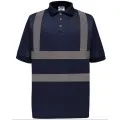 Navy Polo Shirt with hi vis stripes