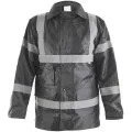 Black Hi Vis Coat with Reflective Stripes