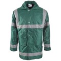 Bottle Green Hi Vis Coat with Reflective Stripes