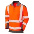 Orange Long Sleeve Hi Vis Polo Shirt Coolviz Leo P15-O/GY