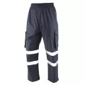 Navy Hi Vis Weatherproof Overtrousers with pockets Leo L01