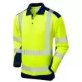 Yellow & Navy Long Sleeve Hi Vis Polo Shirt Coolviz Leo P15